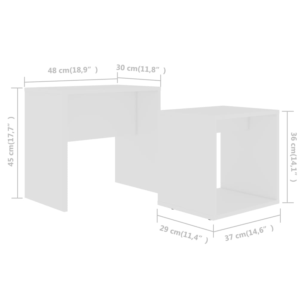vidaXL kohvilaudade komplekt, valge, 48 x 30 x 45 cm puitlaastplaat