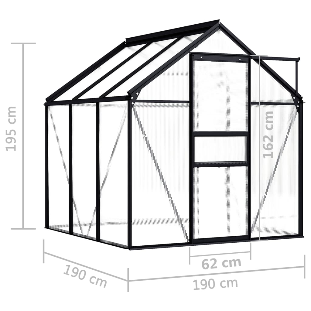 vidaXL kasvuhoone, antratsiithall, alumiiniumist 3,61 m²