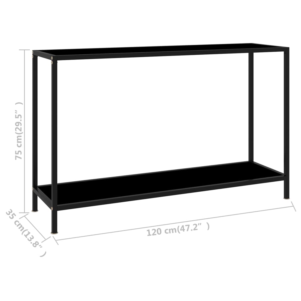 vidaXL konsoollaud, must, 120 x 35 x 75 cm, karastatud klaas