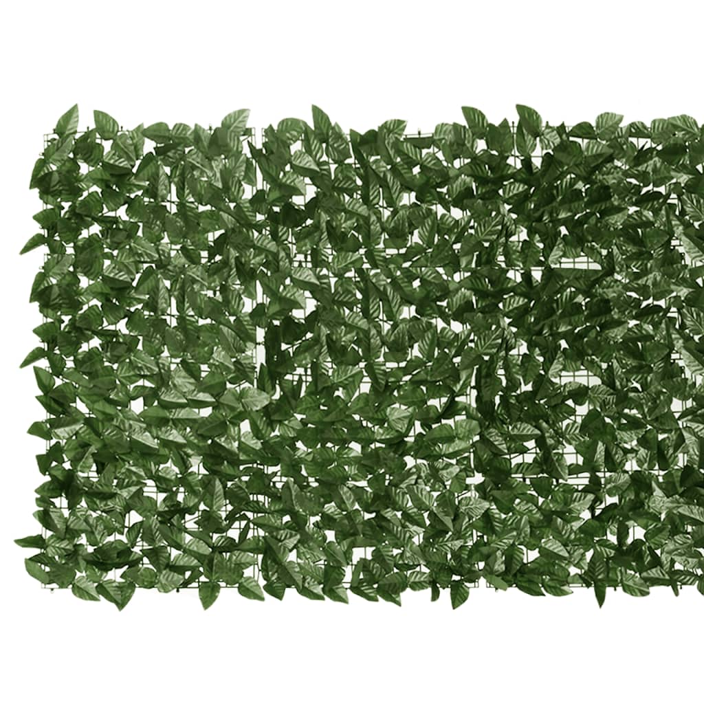 vidaXL rõdupiirde kate, tumerohelised lehed, 200 x 100 cm