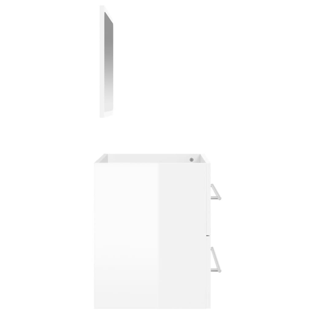 vidaXL vannitoakapp peegliga, kõrgläikega valge, tehispuit