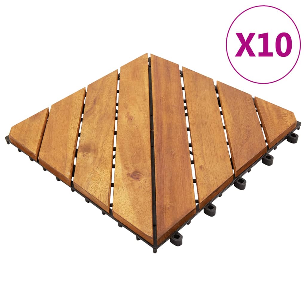 vidaXL terrassiplaadid 10 tk, 30 x 30 cm, toekas akaatsiapuit