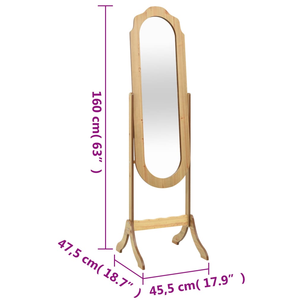 vidaXL eraldiseisev peegel, 45,5 x 47,5 x 160 cm, tehispuit