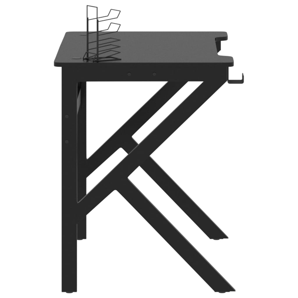 vidaXL mänguri arvutilaud K-jalgadega, must, 90x60x75 cm