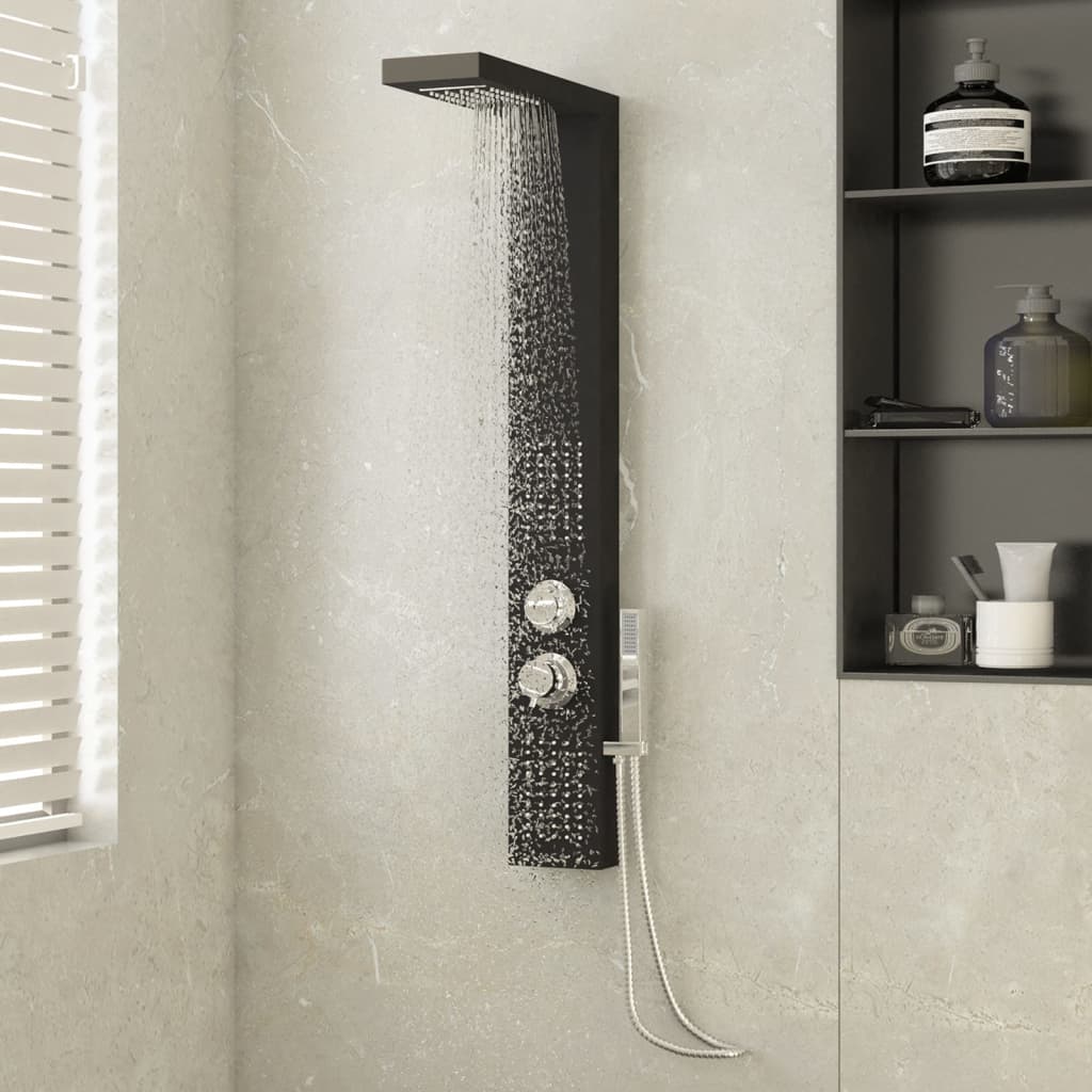 vidaXL dušipaneeli süsteem, alumiinium, must