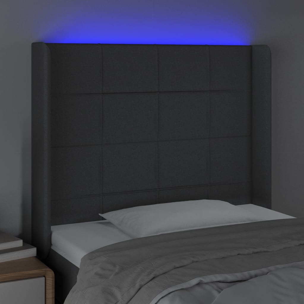 vidaXL LED-voodipeats, tumehall, 103x16x118/128 cm, kangas