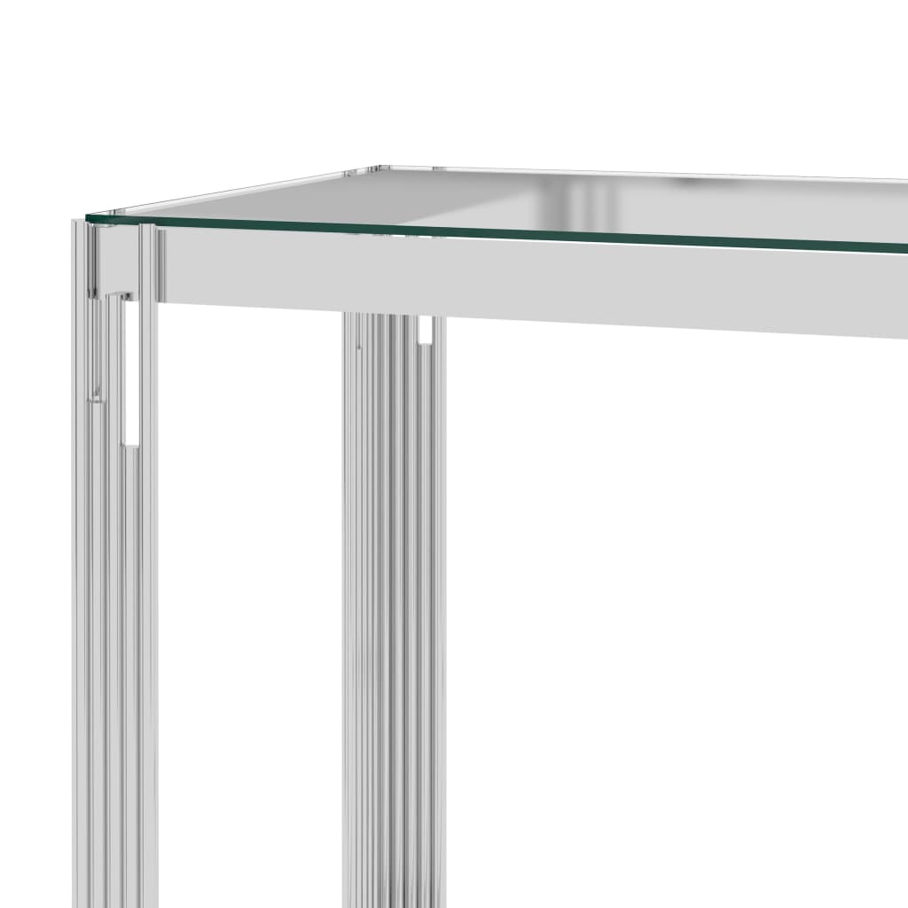 vidaXL kohvilaud hõbedane, 55x55x55 cm, roostevaba teras ja klaas