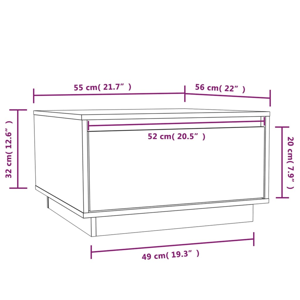 vidaXL kohvilaud, must, 55x56x32 cm, männipuit