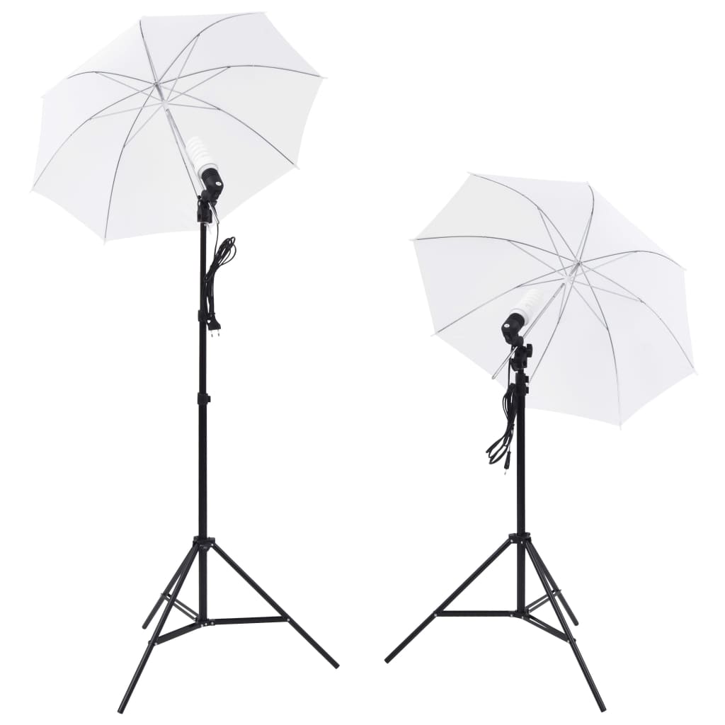 vidaXL fotostuudiokomplekt, lambid vihmavarjud, taustapilt, reflektor
