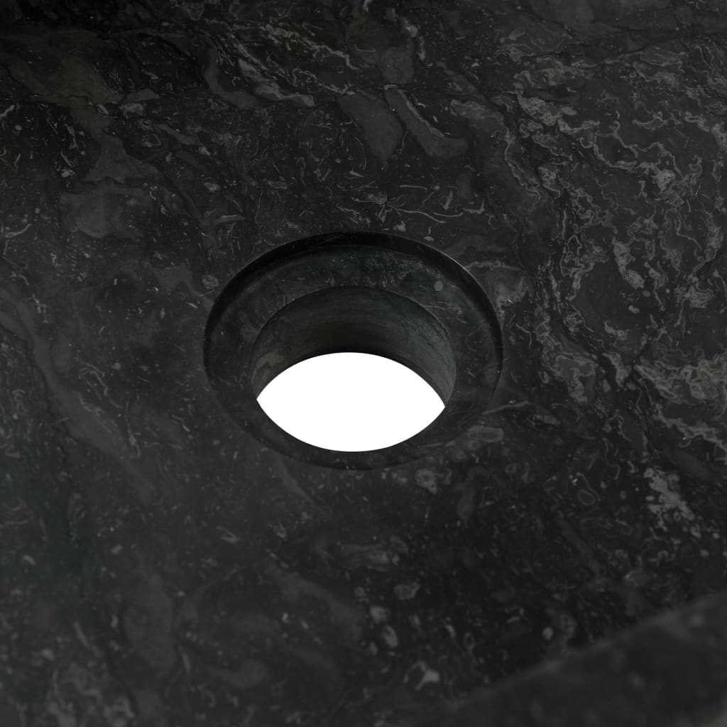 vidaXL vannitoakapp, tiikpuu, marmorist valamuga, must