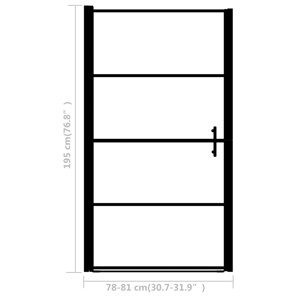 vidaXL dušinurga uks, karastatud mattklaas, 81 x 195 cm, must