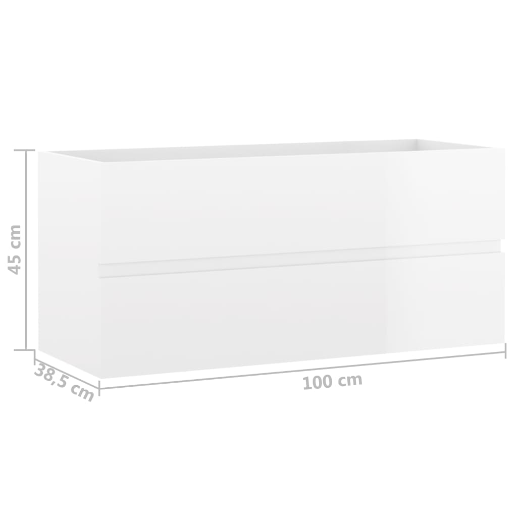 vidaXL 2-osaline vannitoamööbel, kõrgläikega, valge, puitlaastplaat