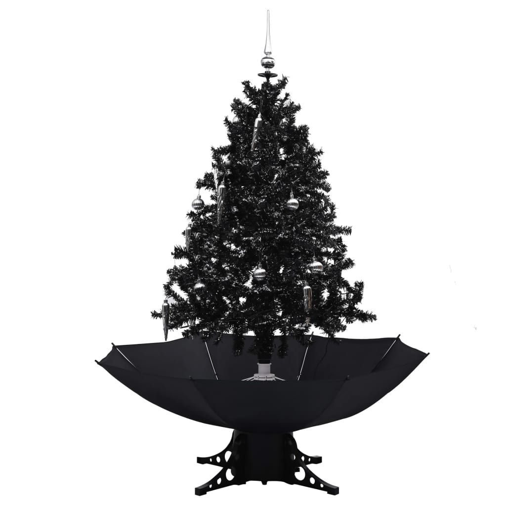 vidaXL lumesajuga jõulukuusk vihmavarjualusega must 140 cm, PVC