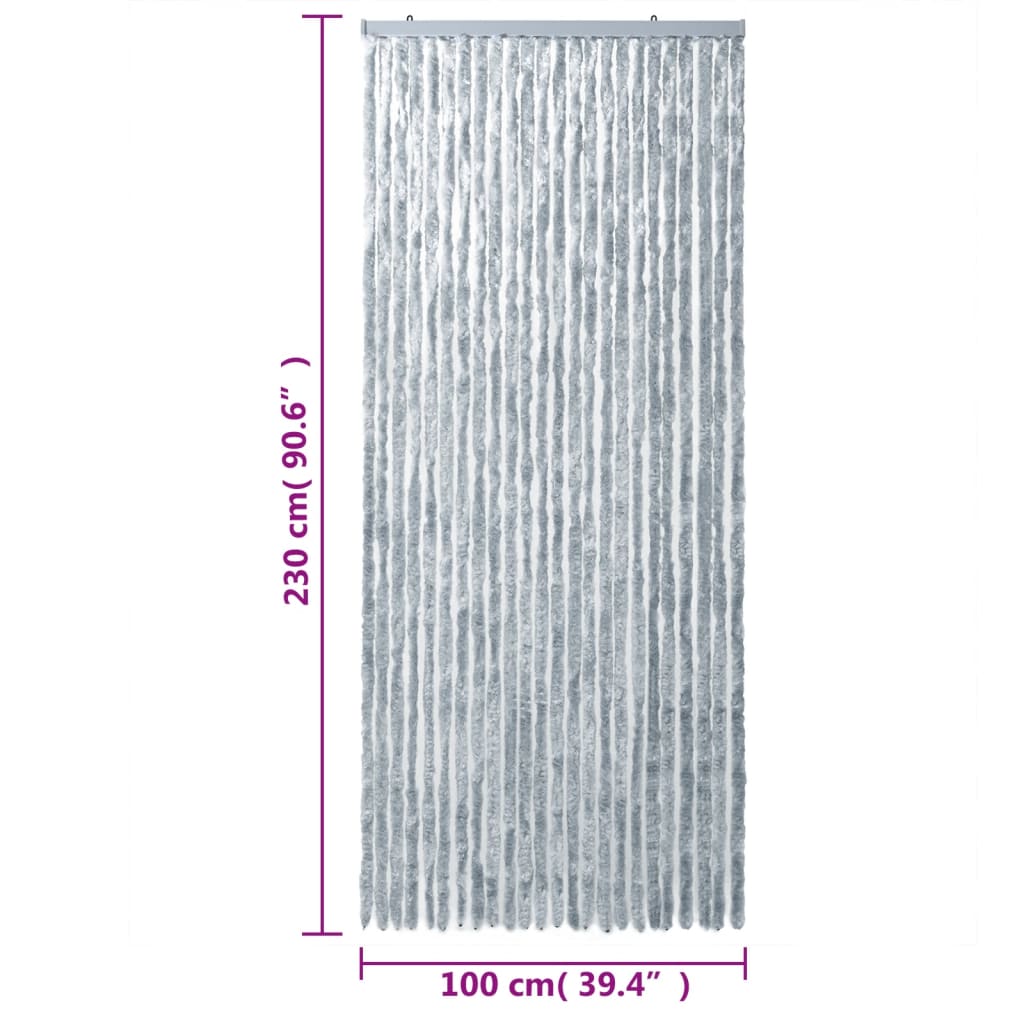 vidaXL putukakardin, valge ja hall, 100 x 230 cm, šenill