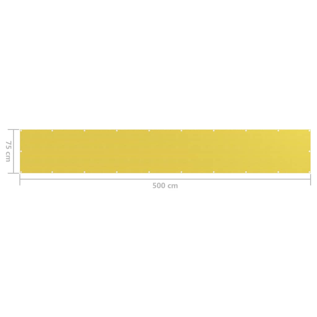 vidaXL rõdusirm, kollane, 75 x 500 cm, HDPE