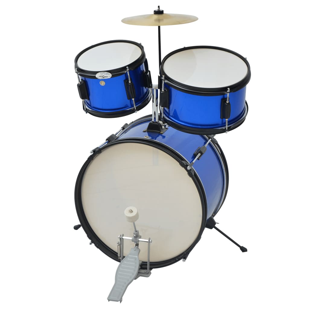 vidaXLi trummikomplekt pulbervärvitud terasest, sinine, juunior