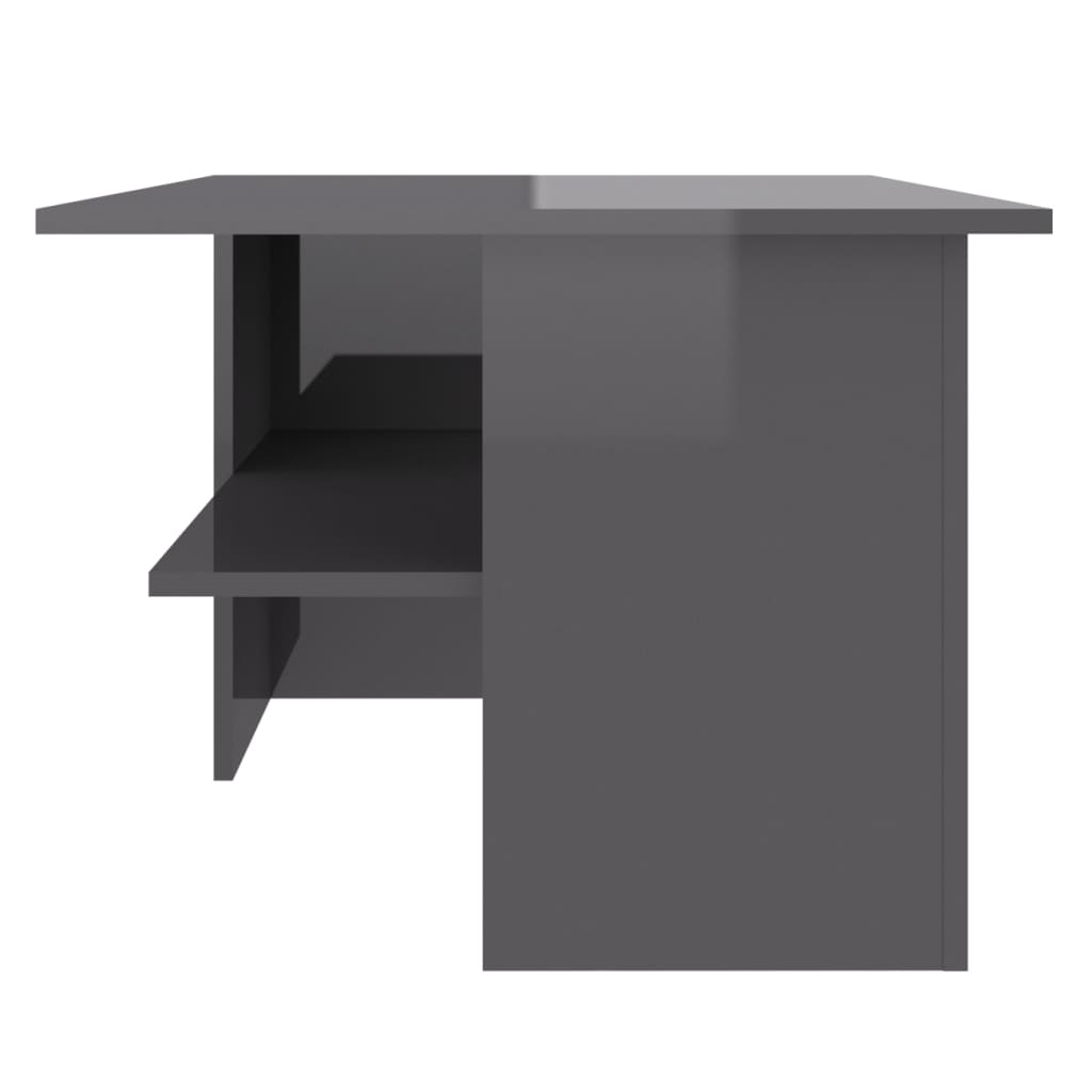vidaXL kohvilaud, kõrgläikega hall, 90 x 60 x 46,5 cm, puitlaastplaat