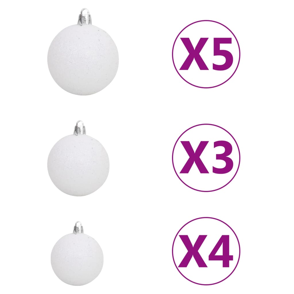 vidaXL hingedega kunstkuusk 150 LEDi ja jõulukuulidega, 120 cm