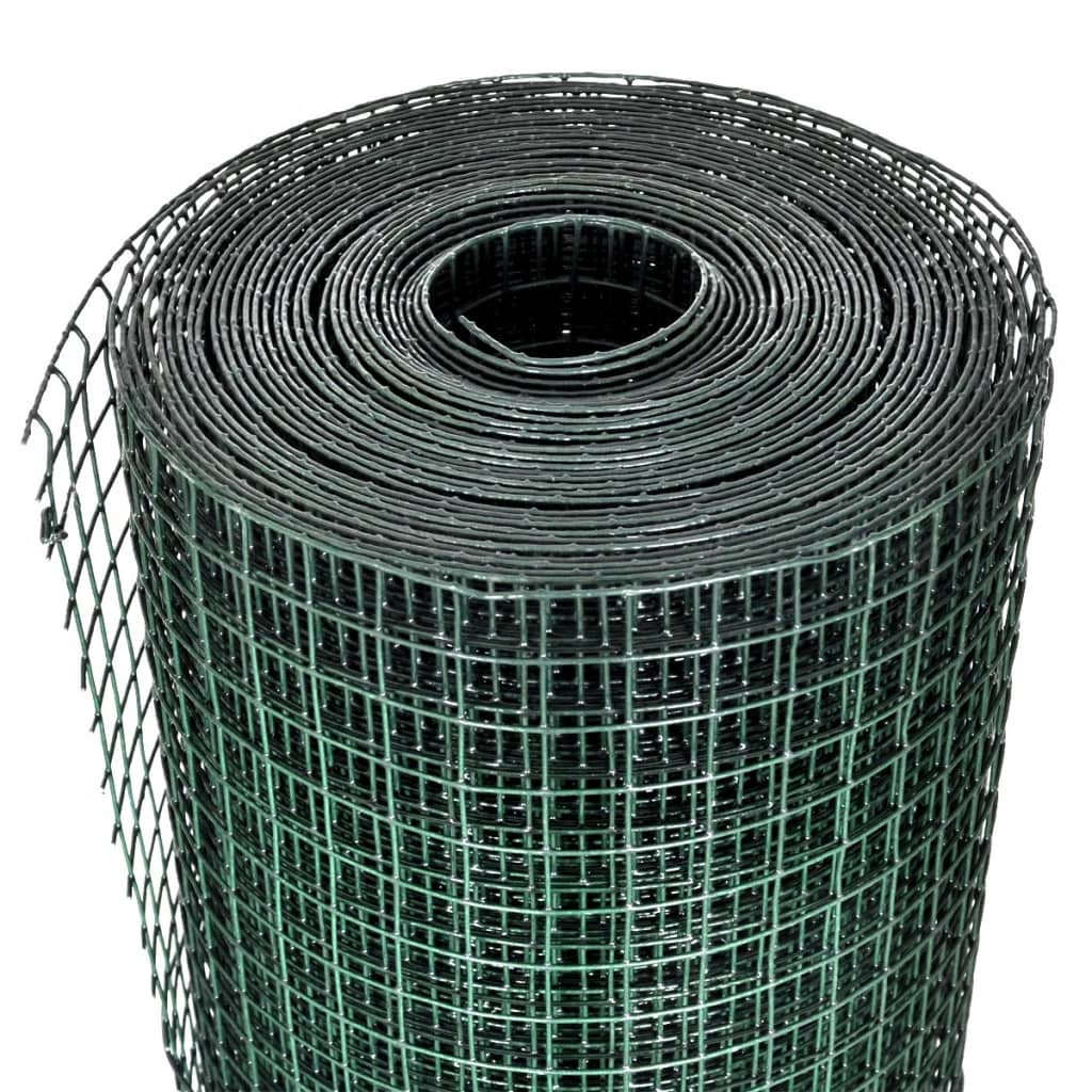 vidaXL kanade traataed tsingutud PVC kattega 25 x 1 m, roheline