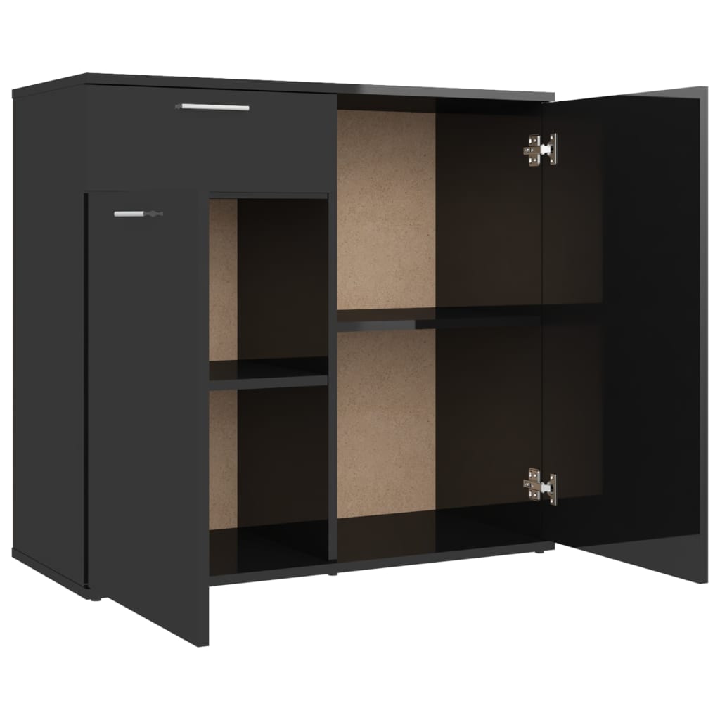 vidaXL puhvetkapp, kõrgläikega must, 80 x 36 x 75 cm, puitlaastplaat