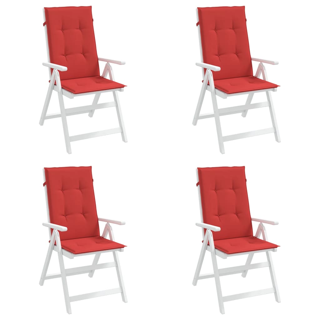 vidaXL kõrge seljatoega toolipadjad 4 tk, punane, 120x50x3 cm, kangas