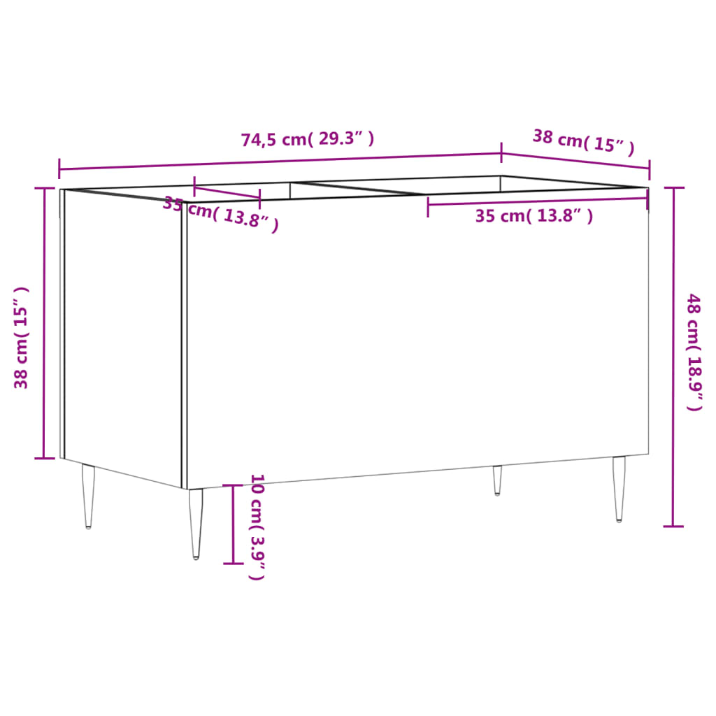 vidaXL plaadikapp, suitsutatud tamm, 74,5 x 38 x 48 cm, tehispuit