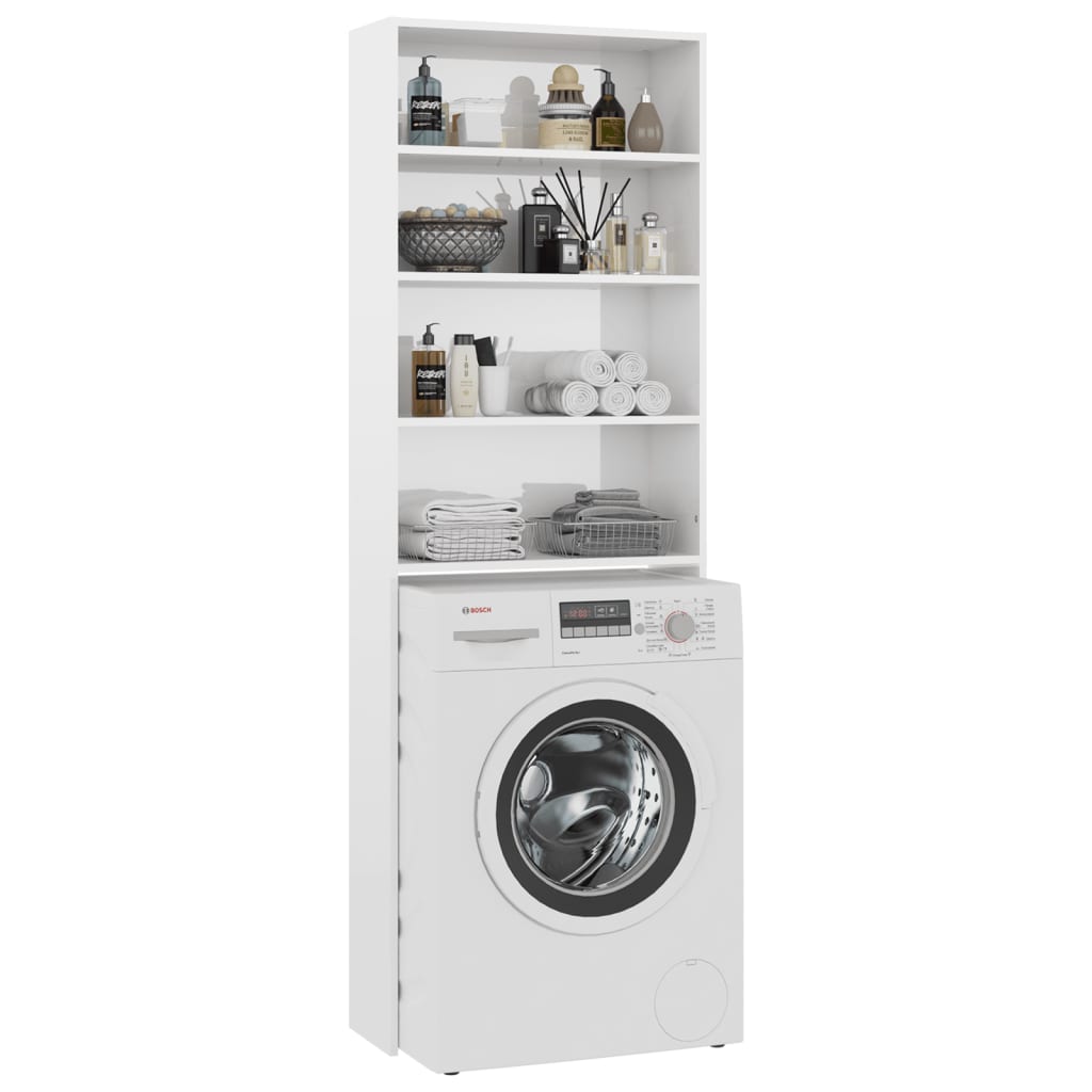 vidaXL pesumasinakapp, kõrgläikega valge, 64 x 24 x 190 cm