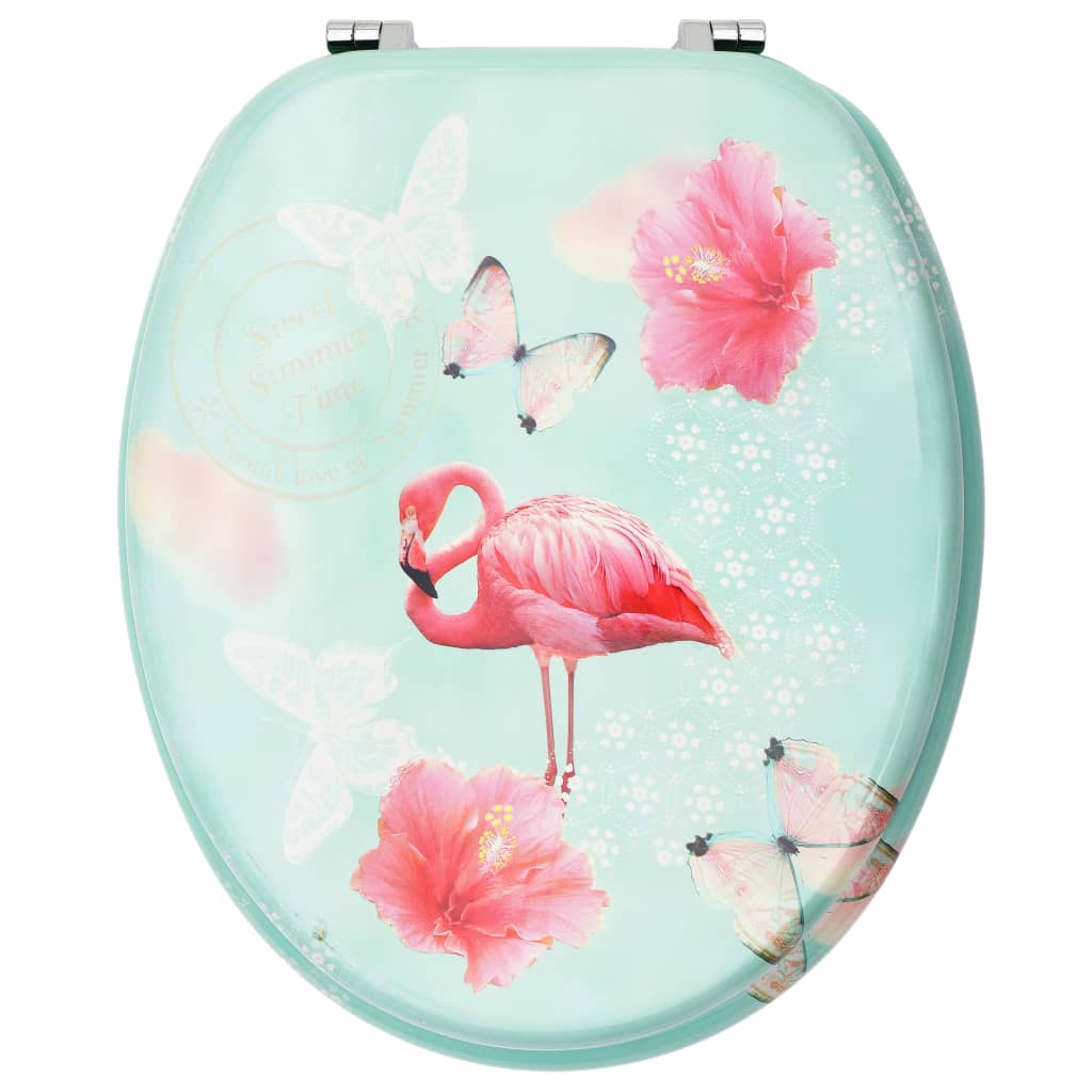 vidaXL WC prill-laud kaanega, MDF, flamingodisainiga