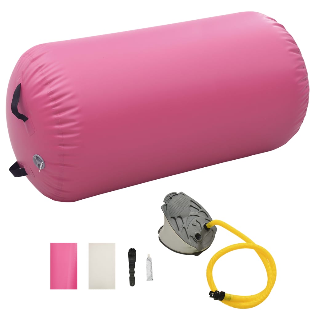 vidaXL täispumbatav võimlemisrull pumbaga 120x75 cm PVC roosa