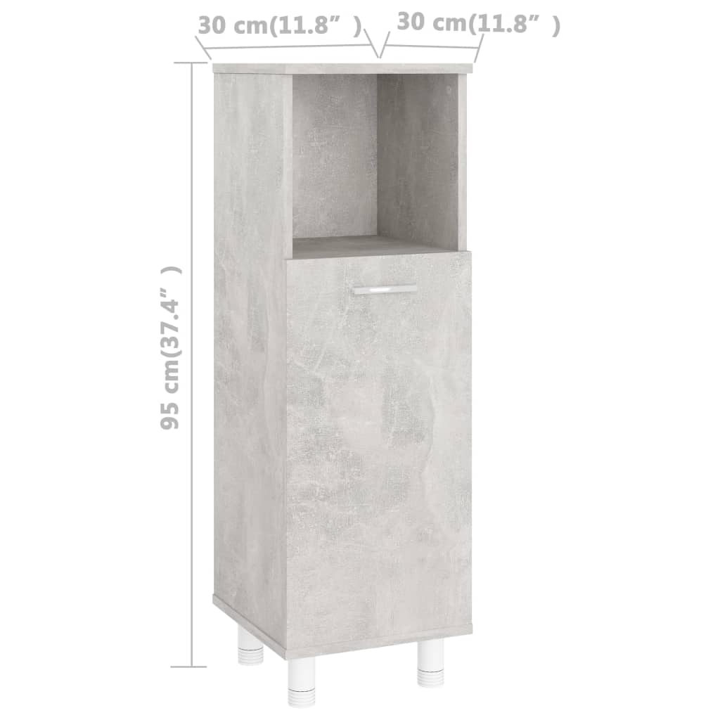 vidaXL 3-osaline vannitoamööbli komplekt, betoonhall, puitlaastplaat