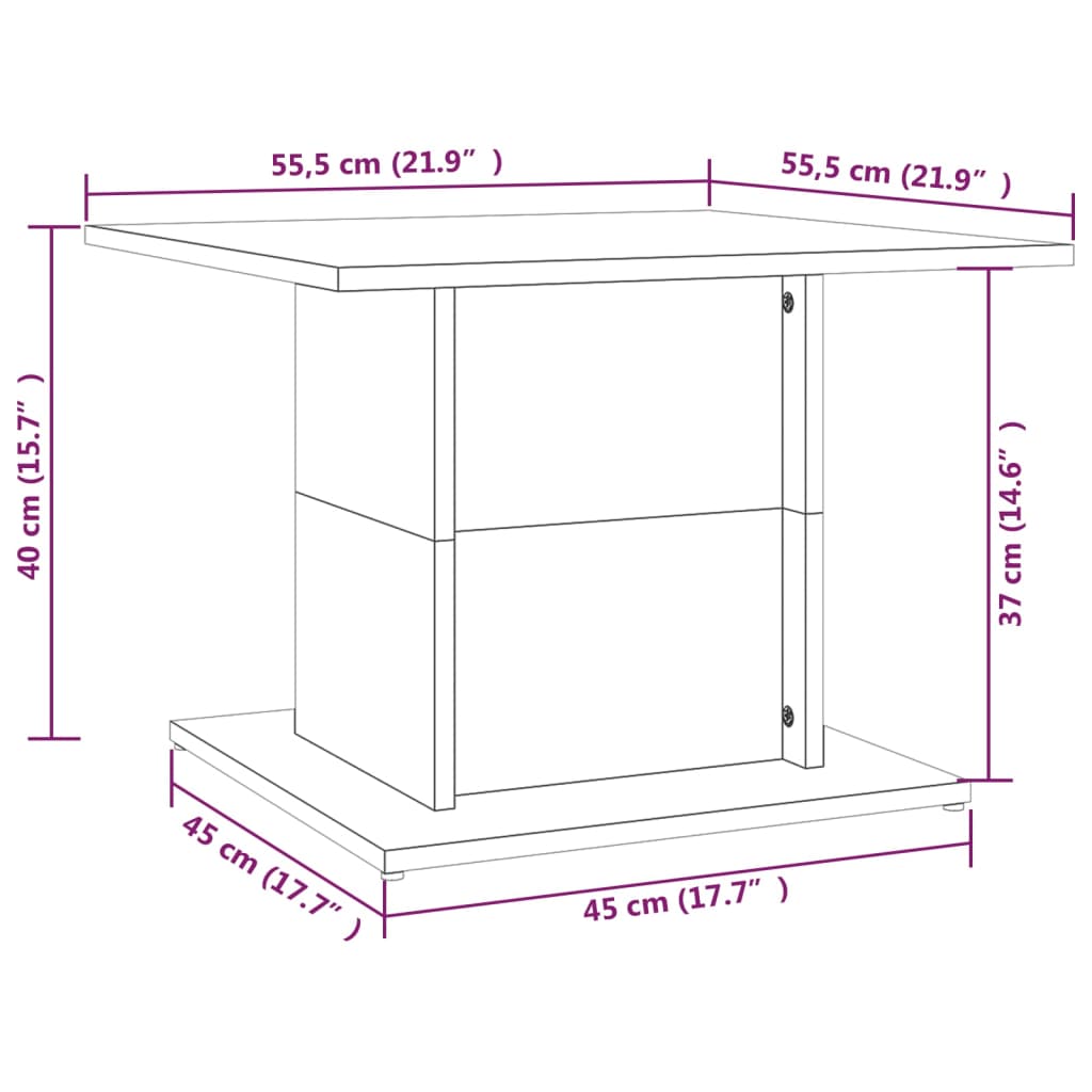 vidaXL kohvilaud, valge, 55,5x55,5x40 cm puitlaastplaat