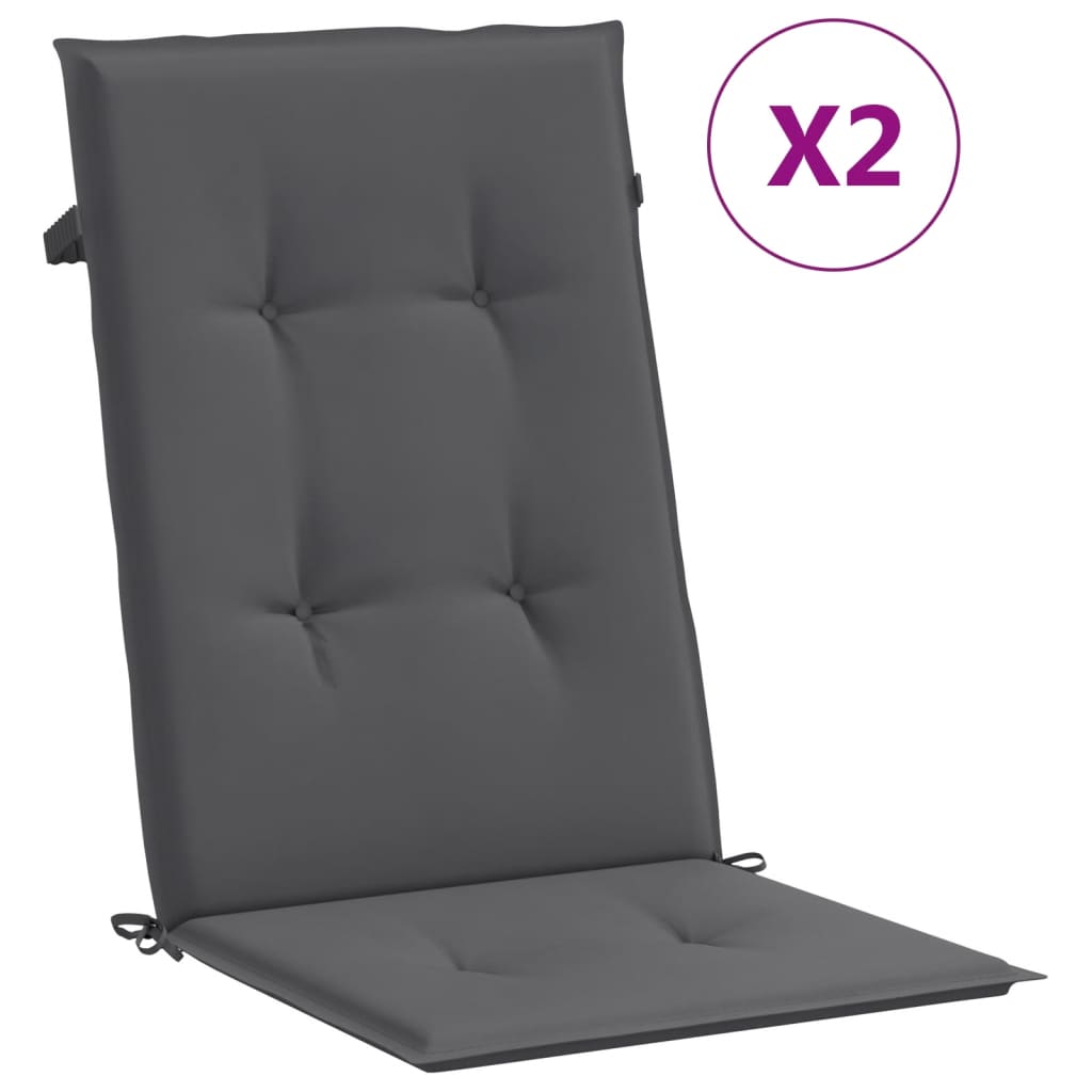 vidaXL kõrge seljatoega toolipadjad 2 tk antratsiit 120x50x3 cm kangas