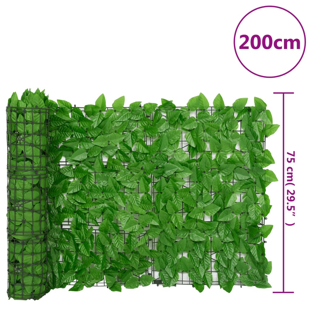 vidaXL rõdupiirde kate, rohelised lehed, 200 x 75 cm