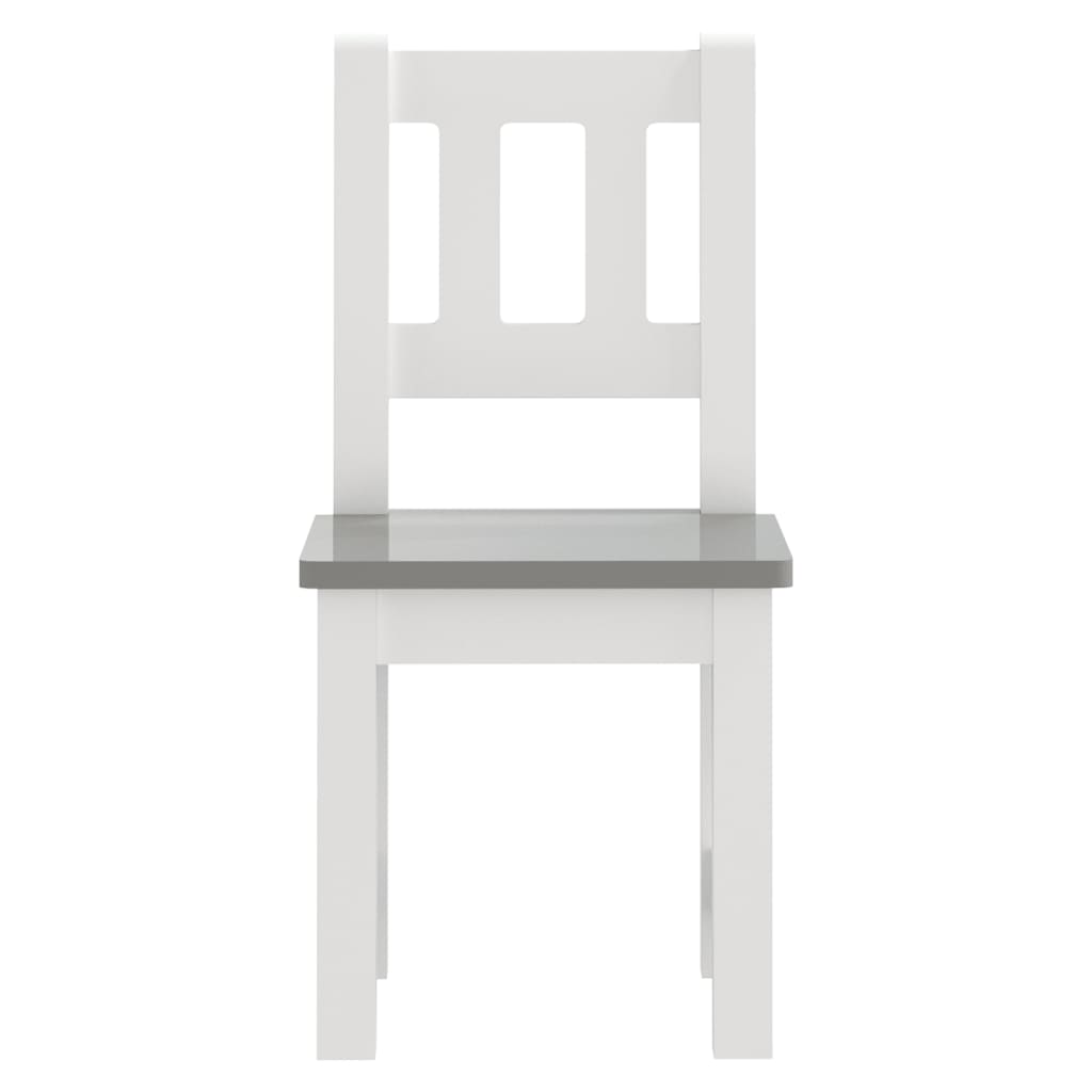 vidaXL 3-osaline lastelaua ja -toolide komplekt, valge ja hall MDF