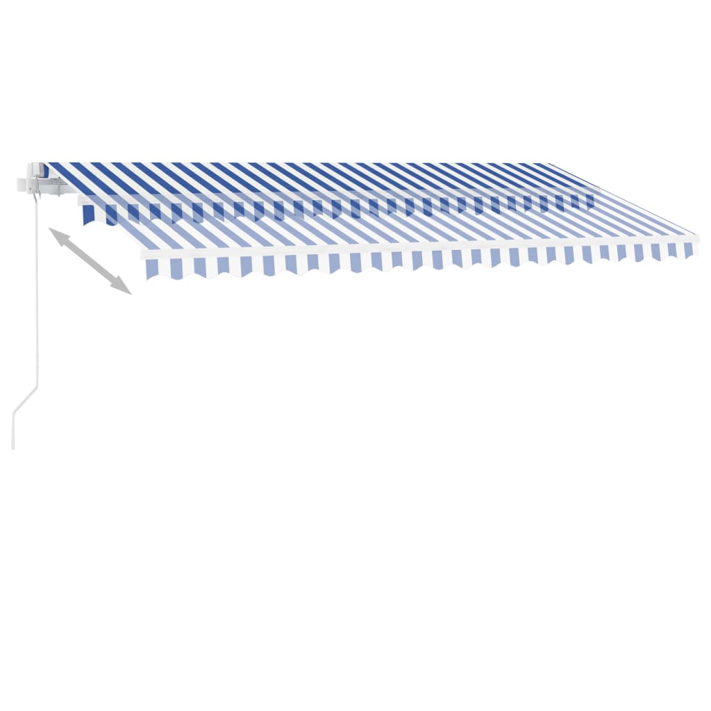 vidaXL iseseisev käsitsitõmmatav varikatus, 400 x 350 cm, sinine/valge