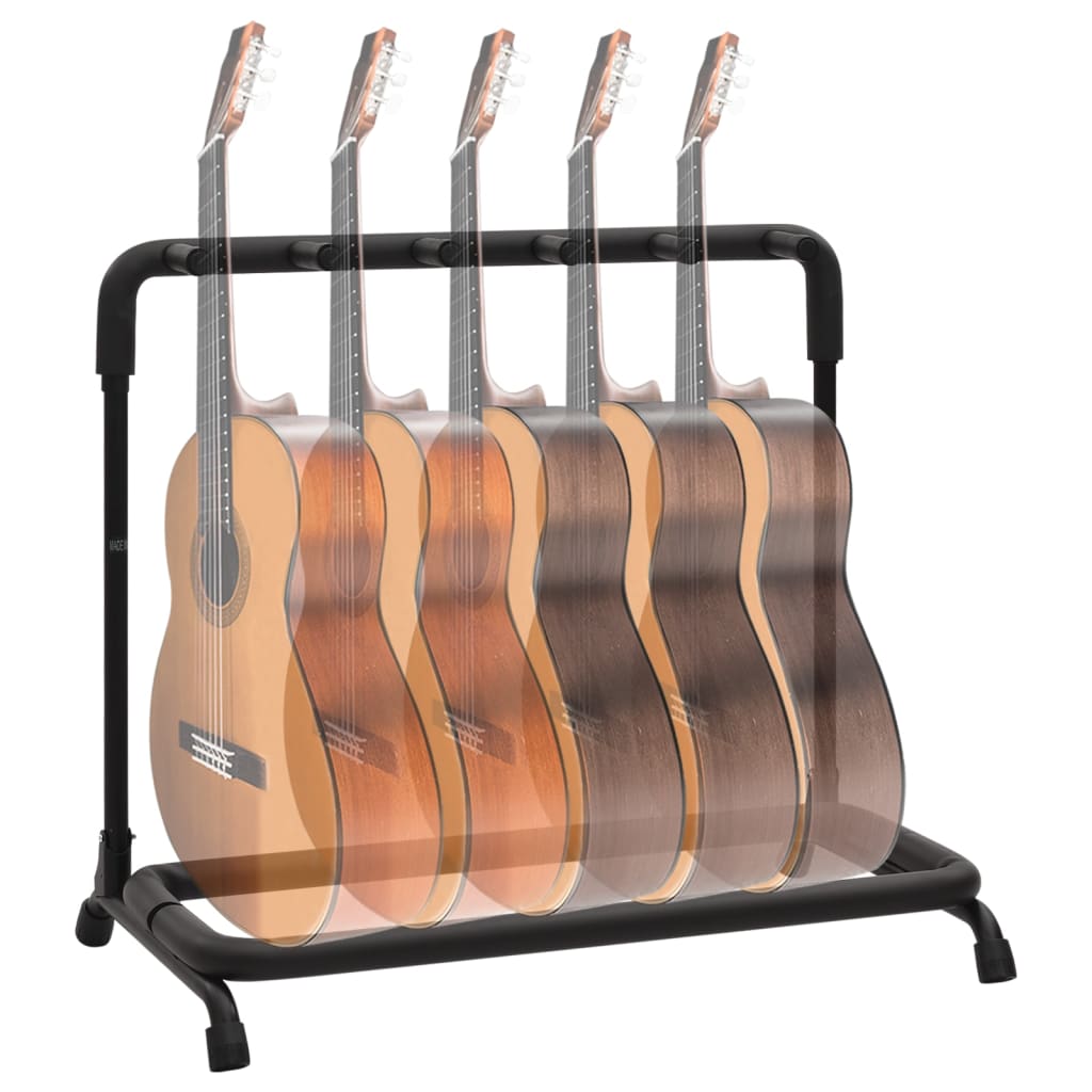 vidaXL kokkupandav kitarrialus, 5 sektsiooni, must, 74x41x66 cm, teras