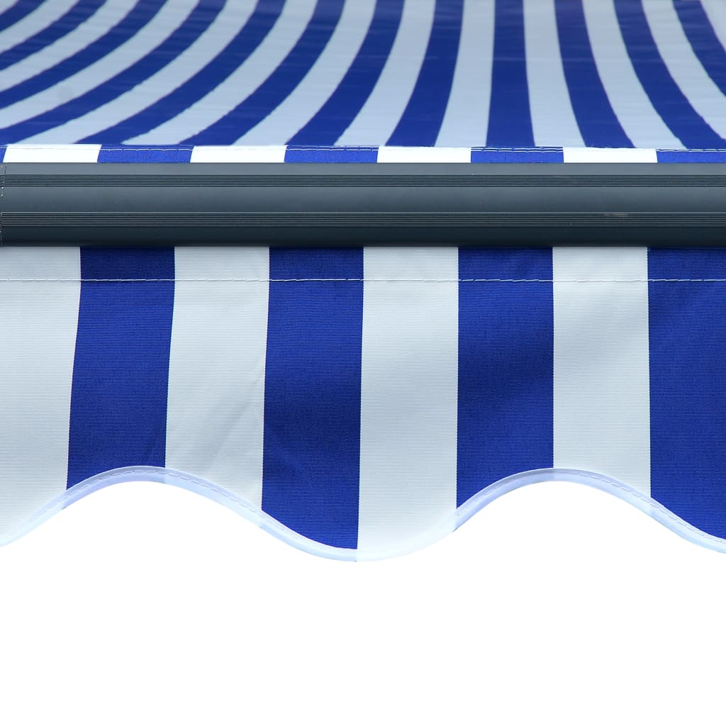 vidaXL varikatus, tuuleandur ja LED, 500 x 300 cm, sinine ja valge