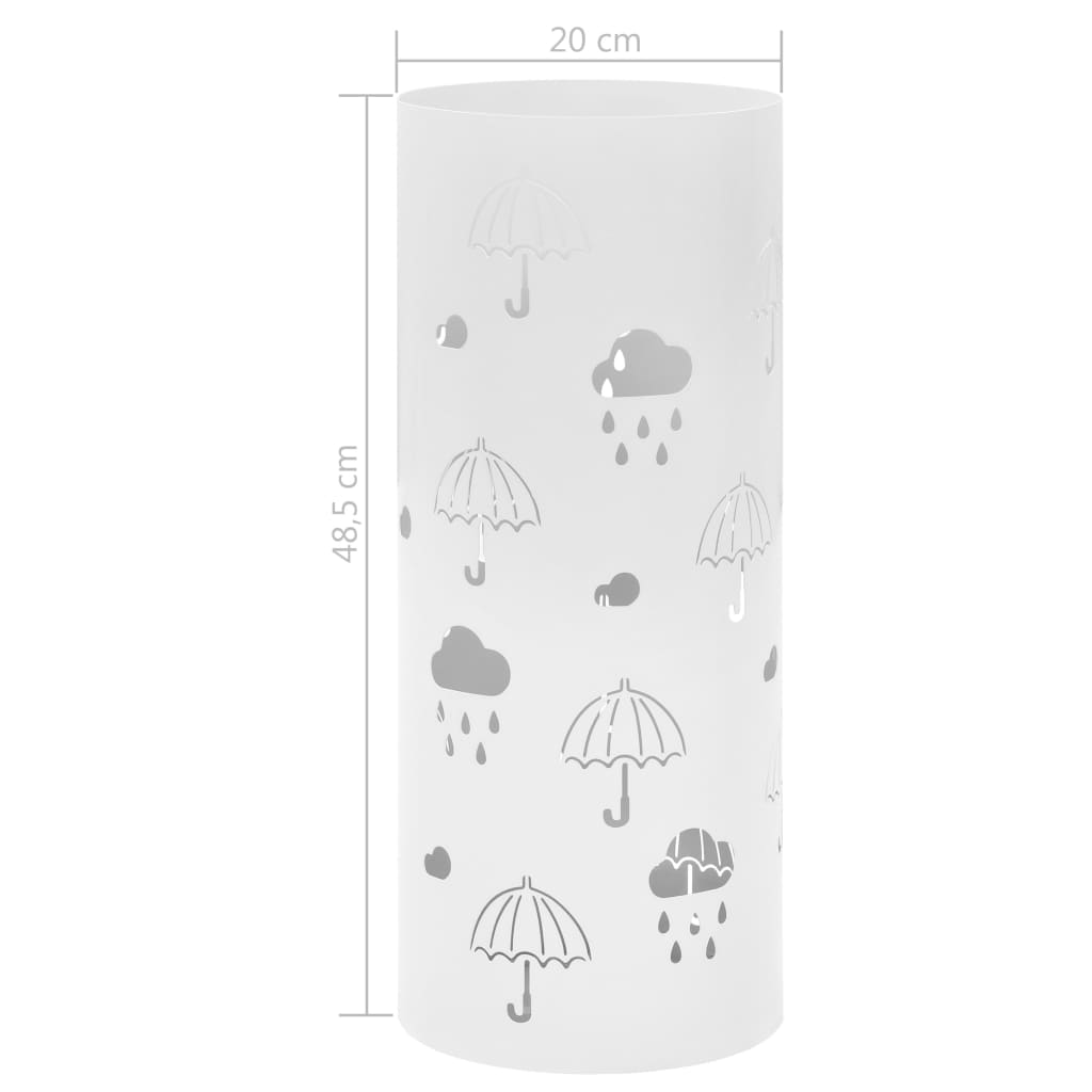 vidaXL vihmavarjuhoidja, vihmavarjud, terasest, valge
