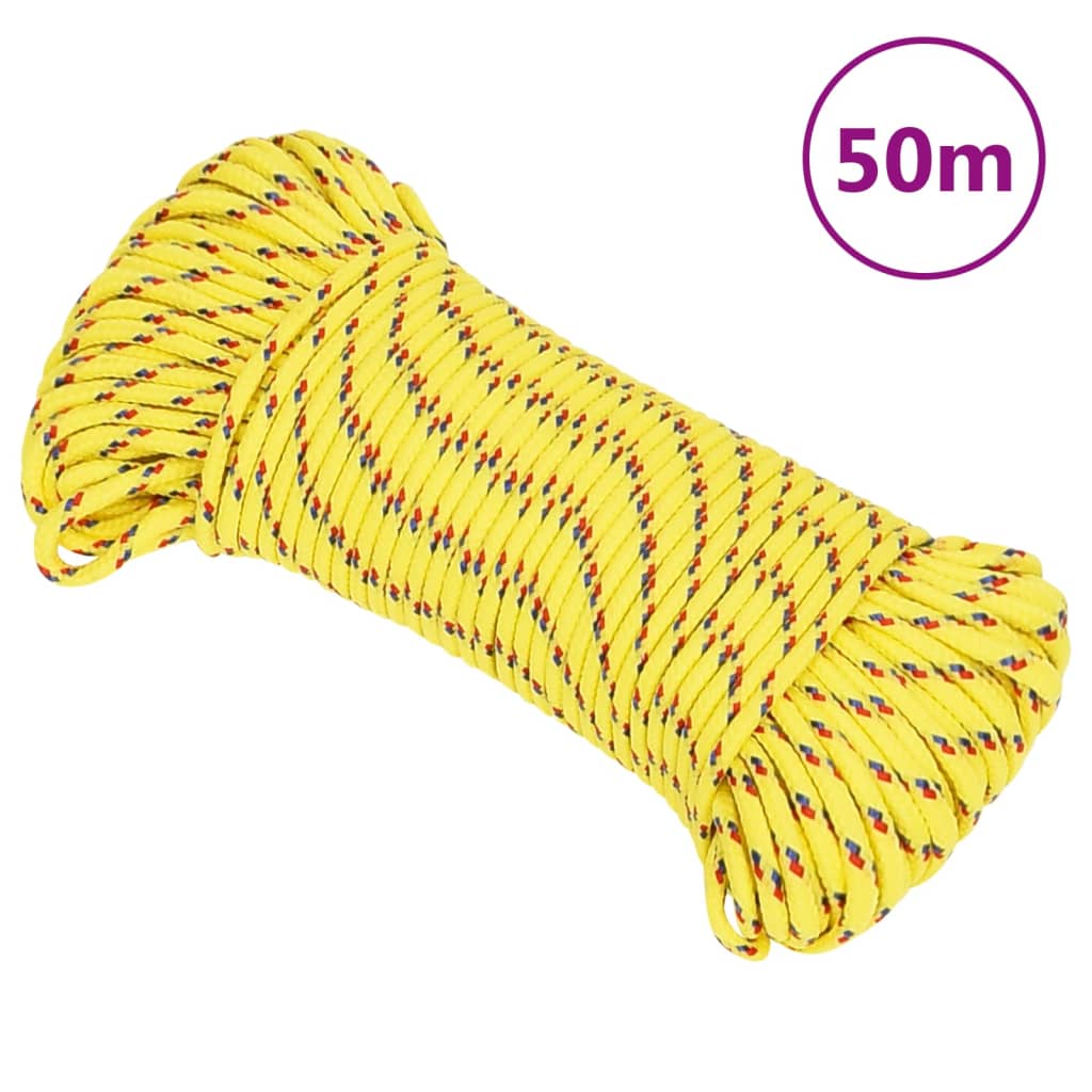 vidaXL paadiköis, kollane, 4 mm, 50 m, polüpropüleen