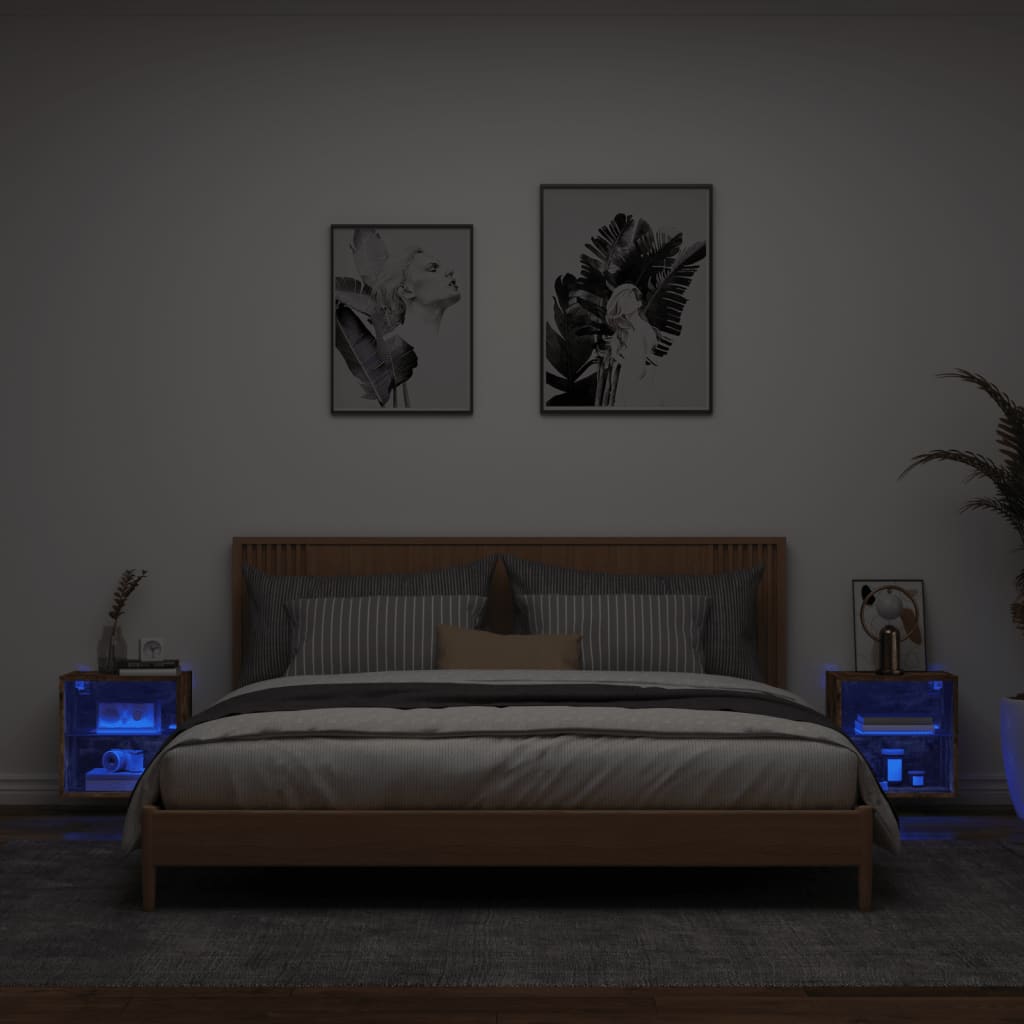 vidaXL seinale kinnitatavad öökapid LED-tuledega 2 tk, suitsutamm
