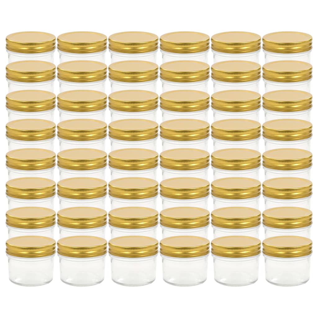 vidaXL kuldsete kaantega klaasist moosipurgid 48 tk, 110 ml