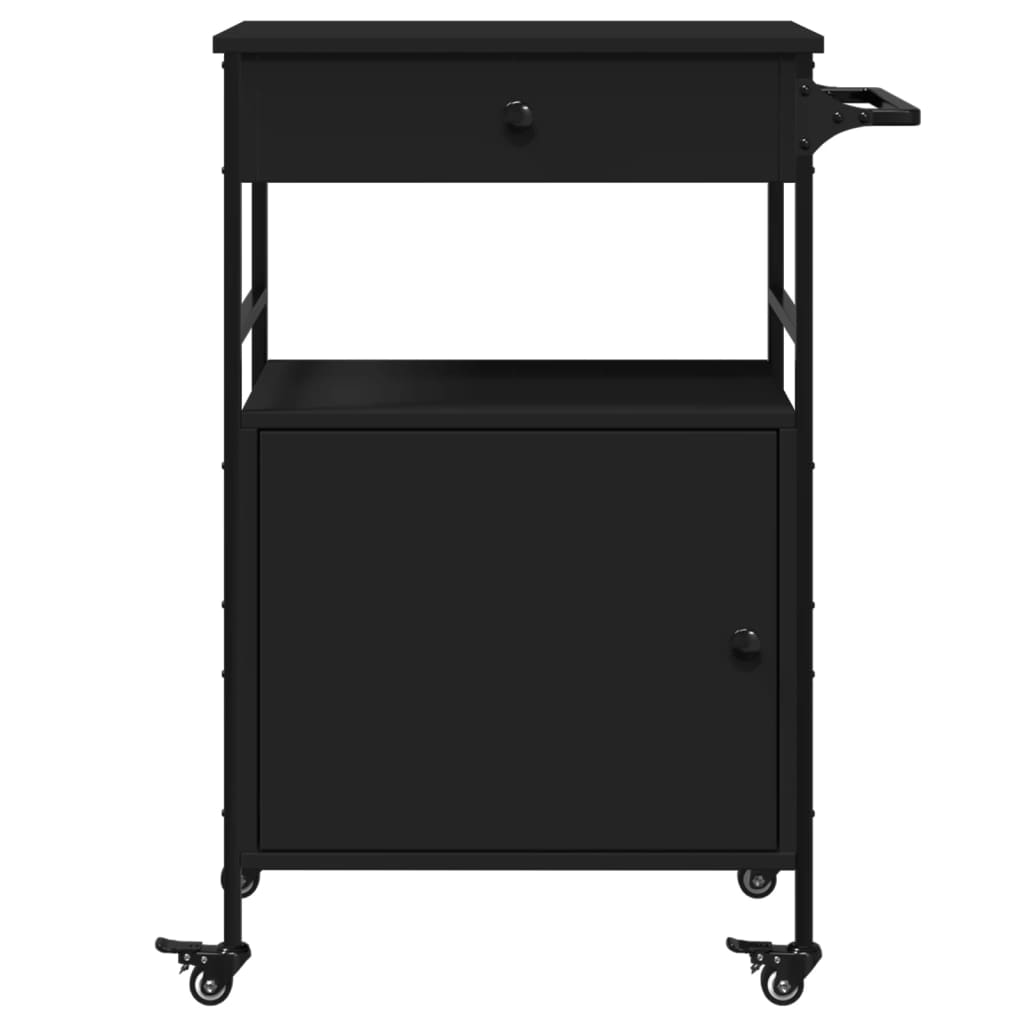 vidaXL köögikäru, must, 56 x 43 x 89,5 cm, tehispuit