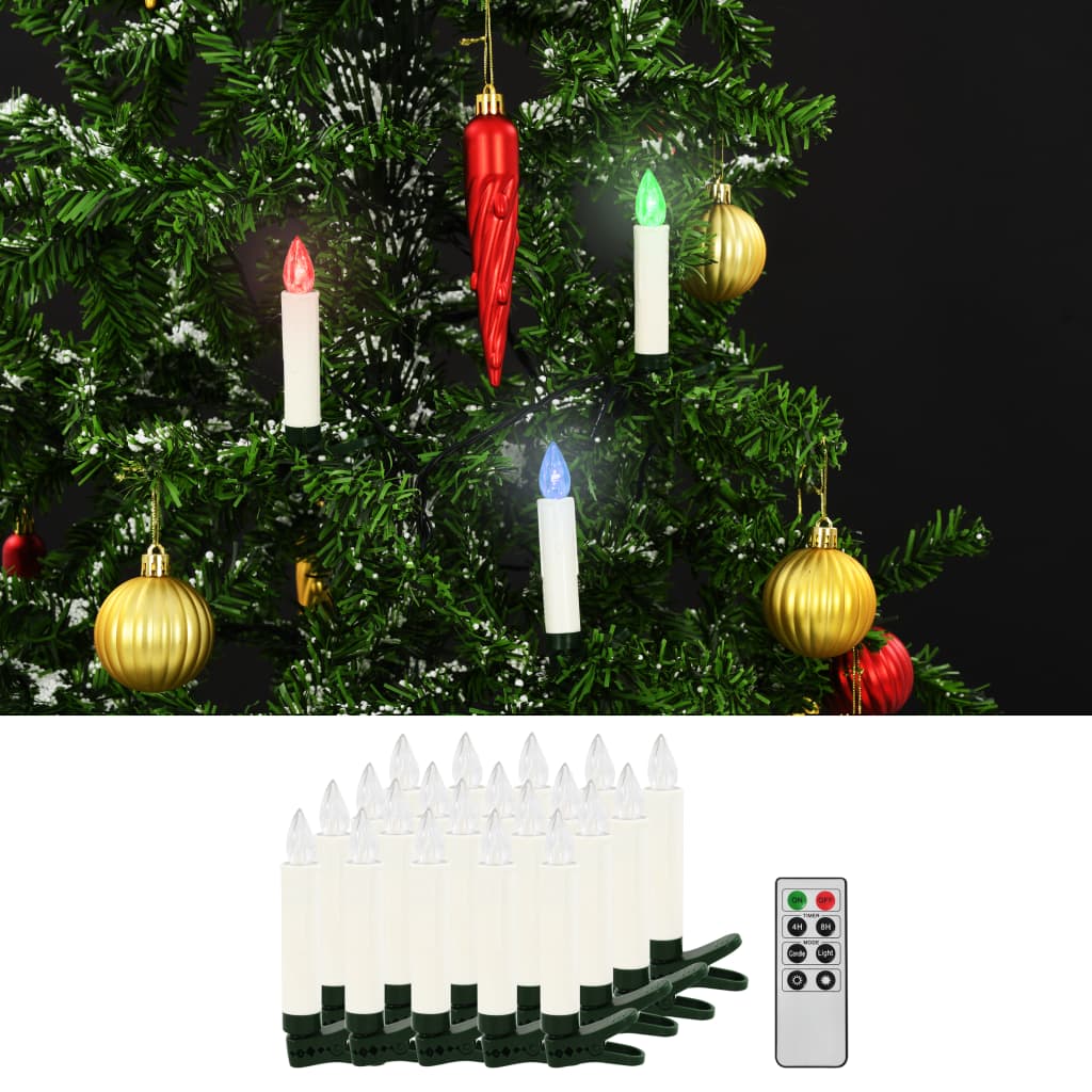 vidaXL juhtmevabad LED-jõuluküünlad puldiga, 20 tk, RGB