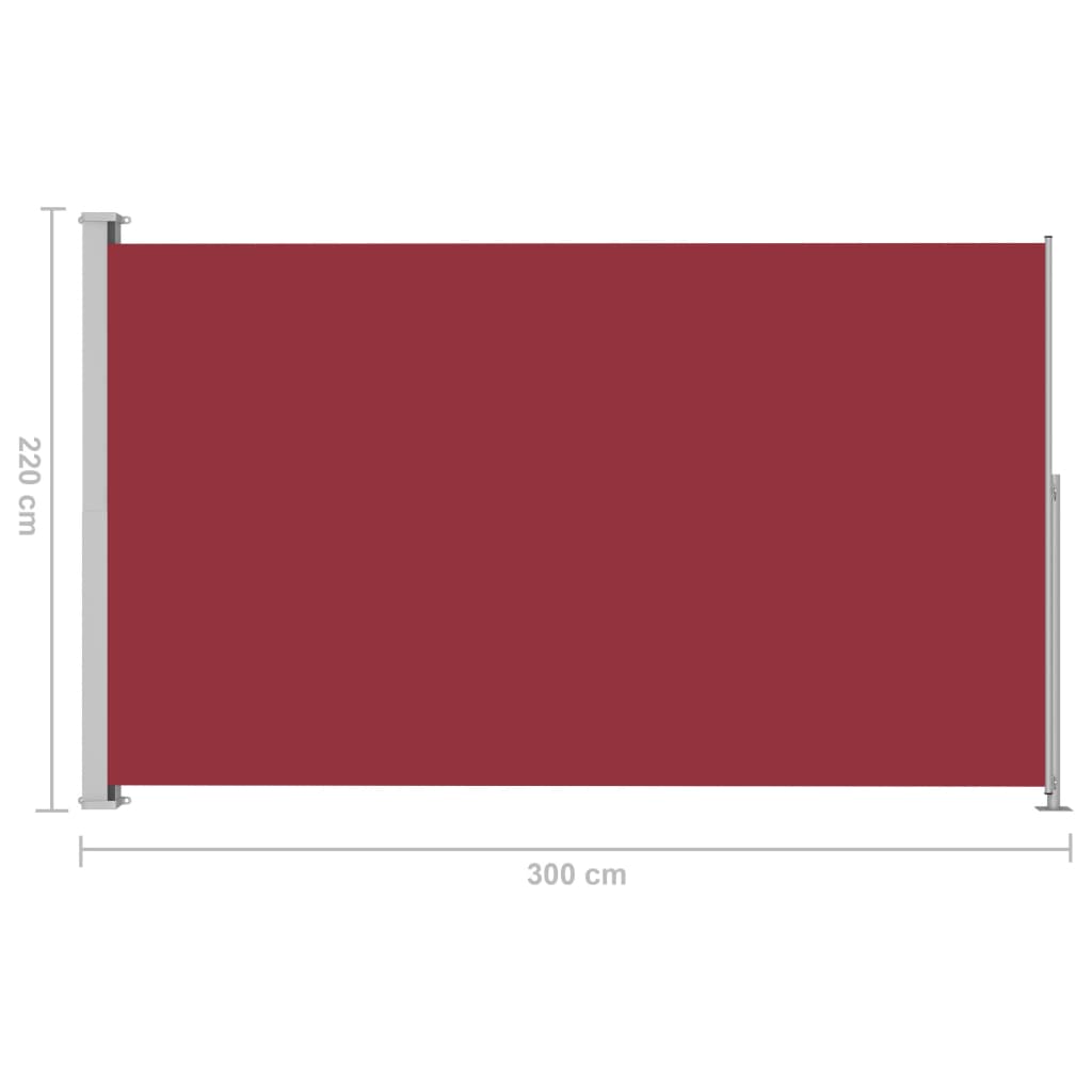 vidaXL lahtitõmmatav terrassi külgsein, 220x300 cm, punane