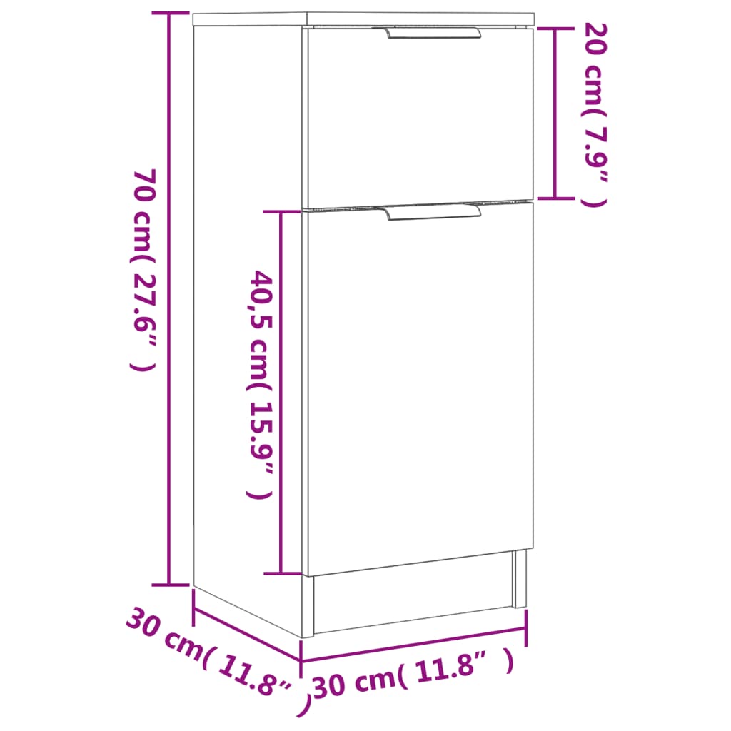 vidaXL puhvetkapp, must, 30 x 30 x 70 cm, tehispuit