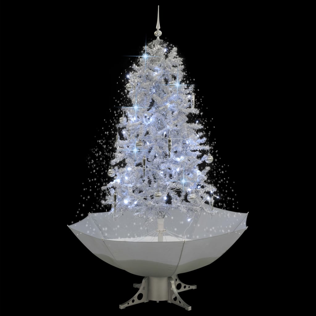 vidaXL lumesajuga jõulukuusk vihmavarjualusega valge 170 cm
