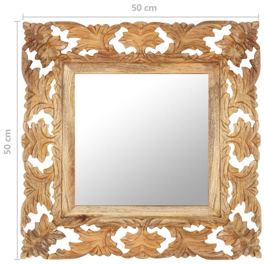 vidaXL, käsitsi nikerdatud peegel, pruun, 50 x 50 cm, mangopuit