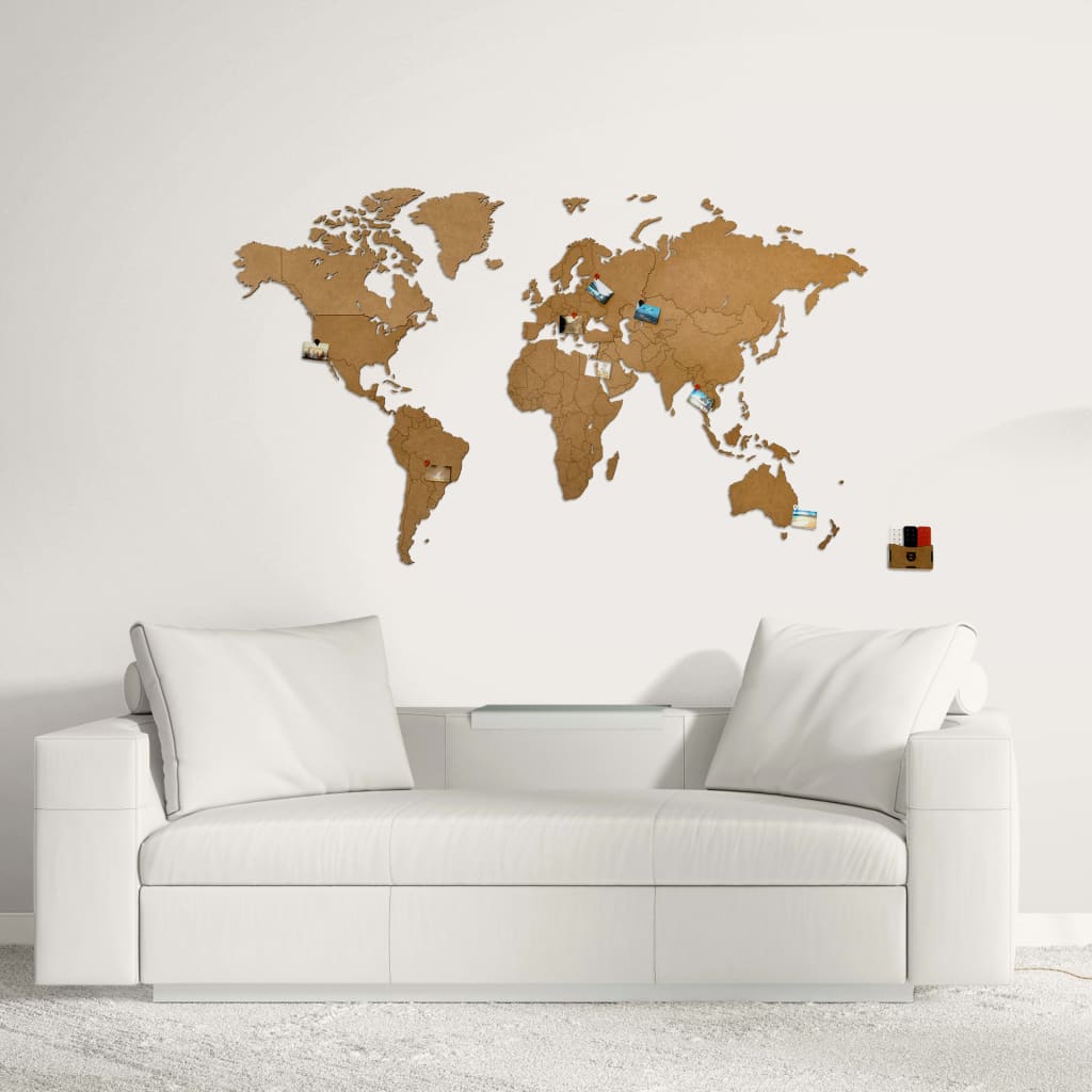 MiMi Innovations puidust seina maailmakaart, "Luxury" pruun, 130x78 cm