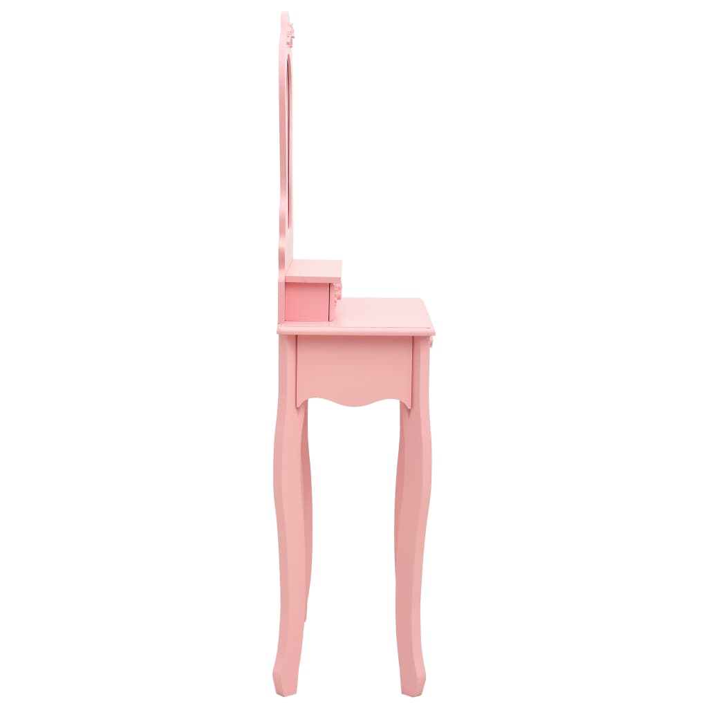 vidaXL tualettlaud taburetiga, roosa, 50 x 59 x 136 cm, Paulownia puit