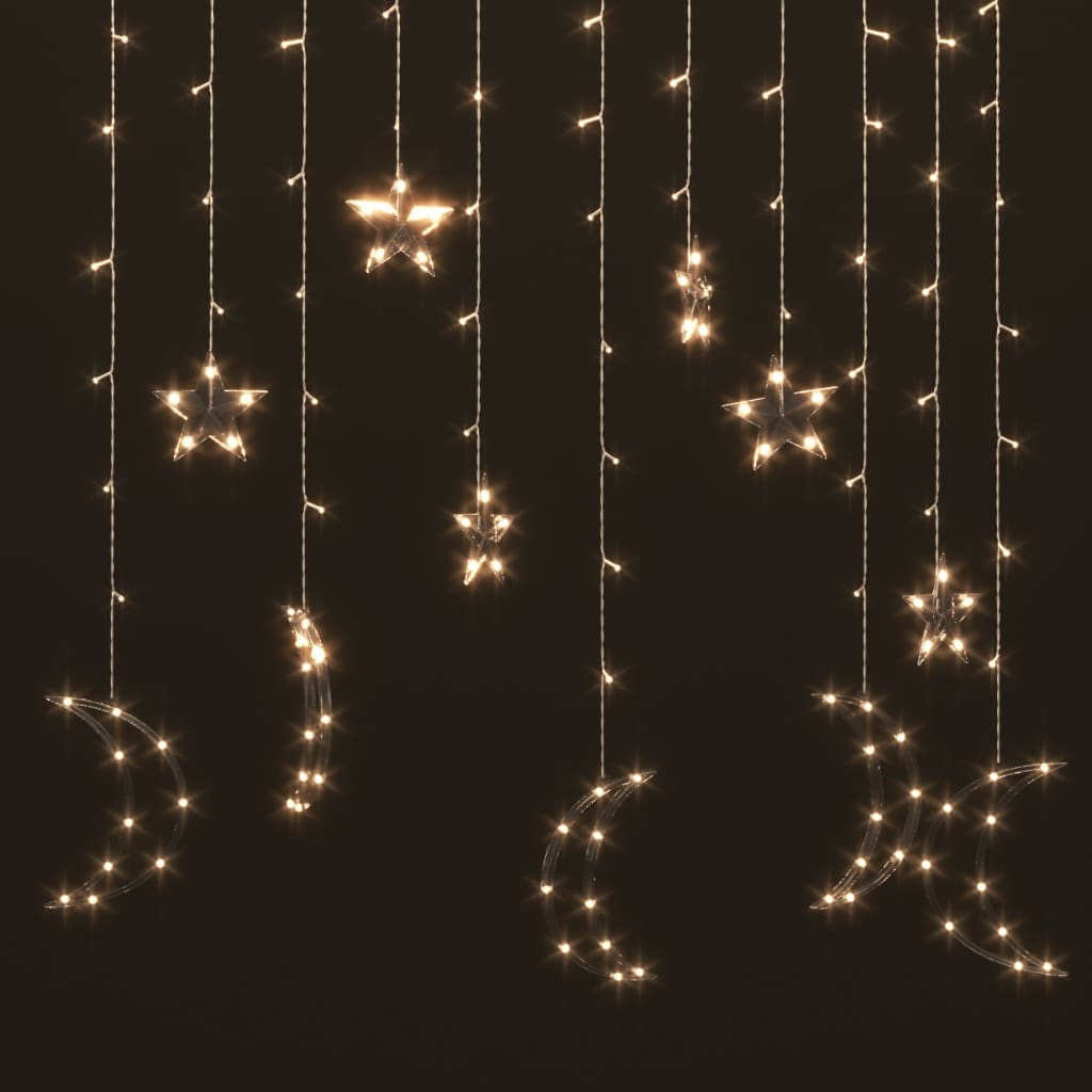 vidaXL haldjatuled tähed ja kuud, puldiga, 138 LEDi, soe valge